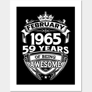 February 1965 59 Years Of Being Awesome 59th Birthday Posters and Art